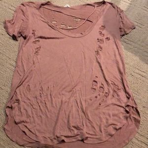 Distressed mauve tee